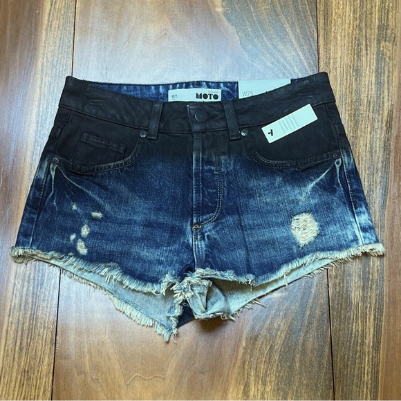 Topshop Resin Coated Denim Short - Picture 2 of 5